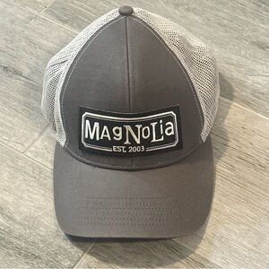 Magnolia Farms Est. 2003 Trucker Hat Cap Gray Black Mesh Snapback OC Brand